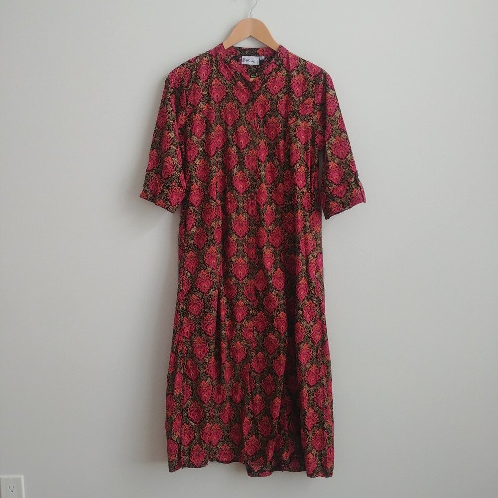 NEW WITH TAGS Westside 100% cotton midi kurta dress black pink gold buttons